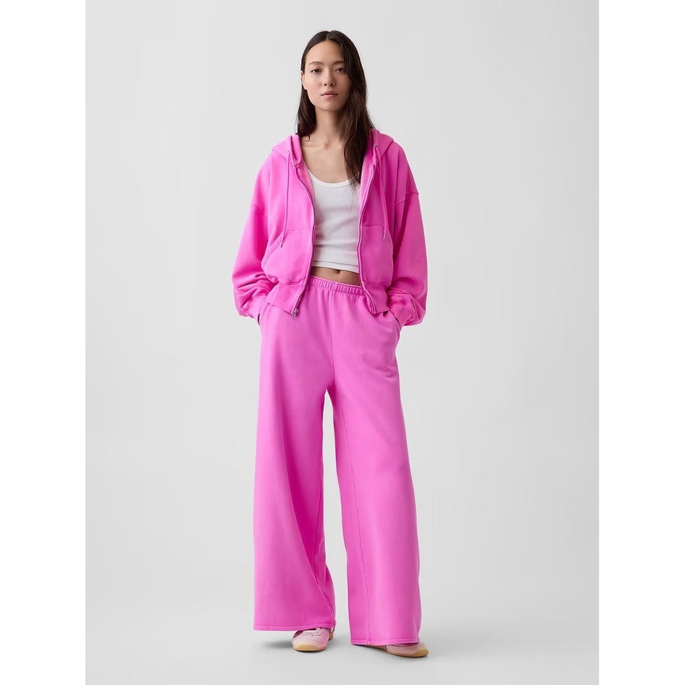 Gap Cotton Blend Soft Baggy Wide Leg Sweatpants Pink Women's Size Tall Large